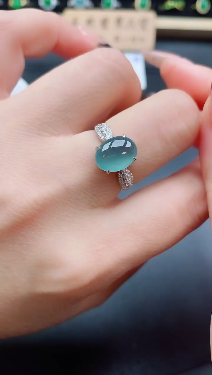 银S925镶嵌戒指翡翠1