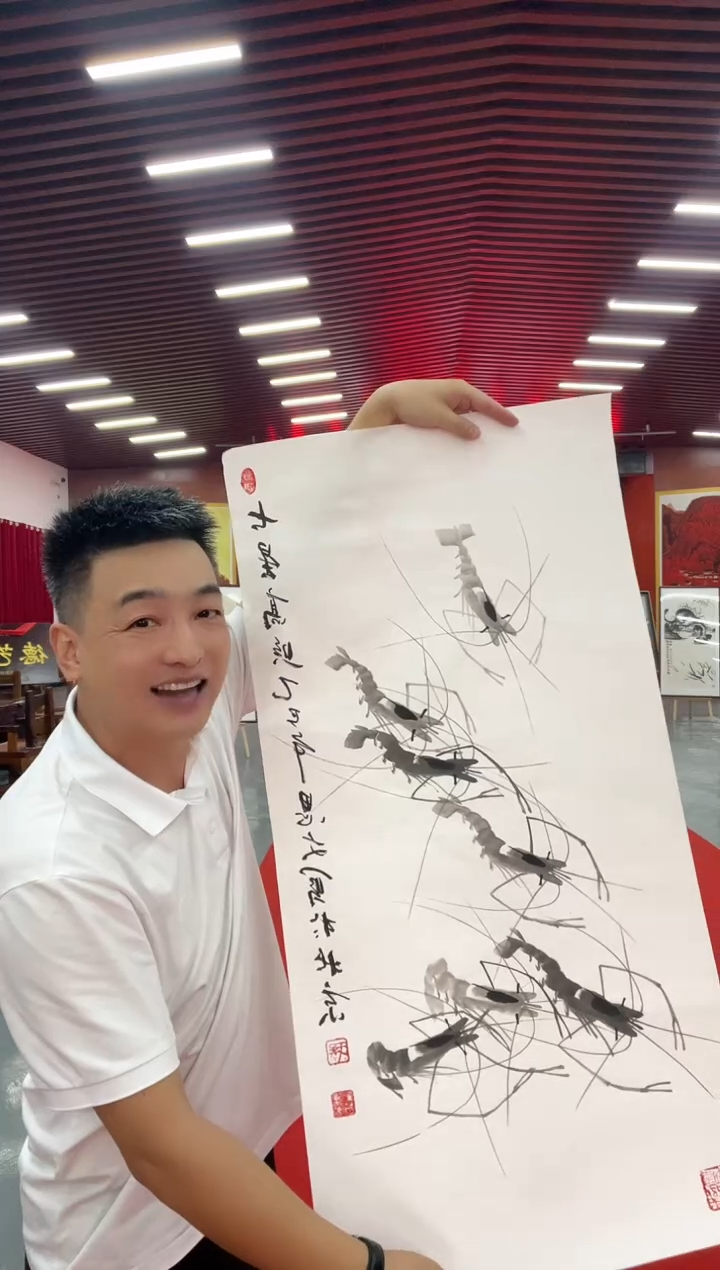 绘画三尺手绘画作七星高照