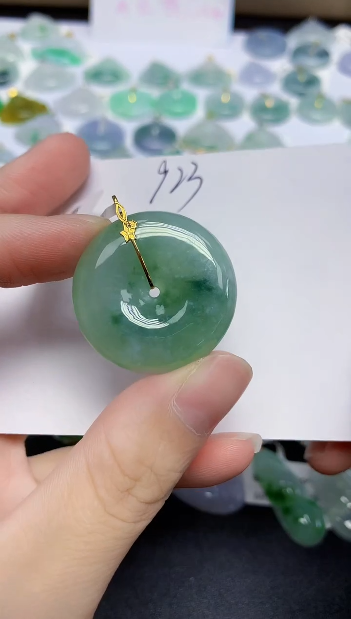 颈饰18K金镶嵌翡翠天然缅甸翡翠A货翡翠百元以上9元证书费自理