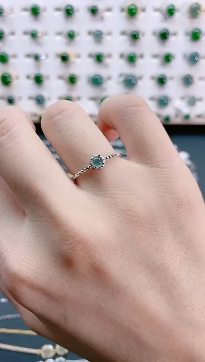 【闪购商品】翡翠戒指银S925镶嵌天然翡翠