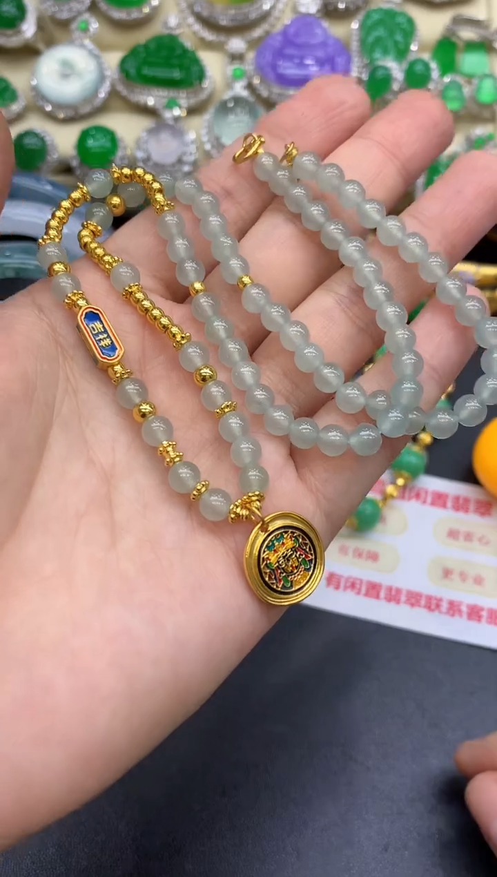 颈饰足金镶嵌翡翠359-中国好珍宝