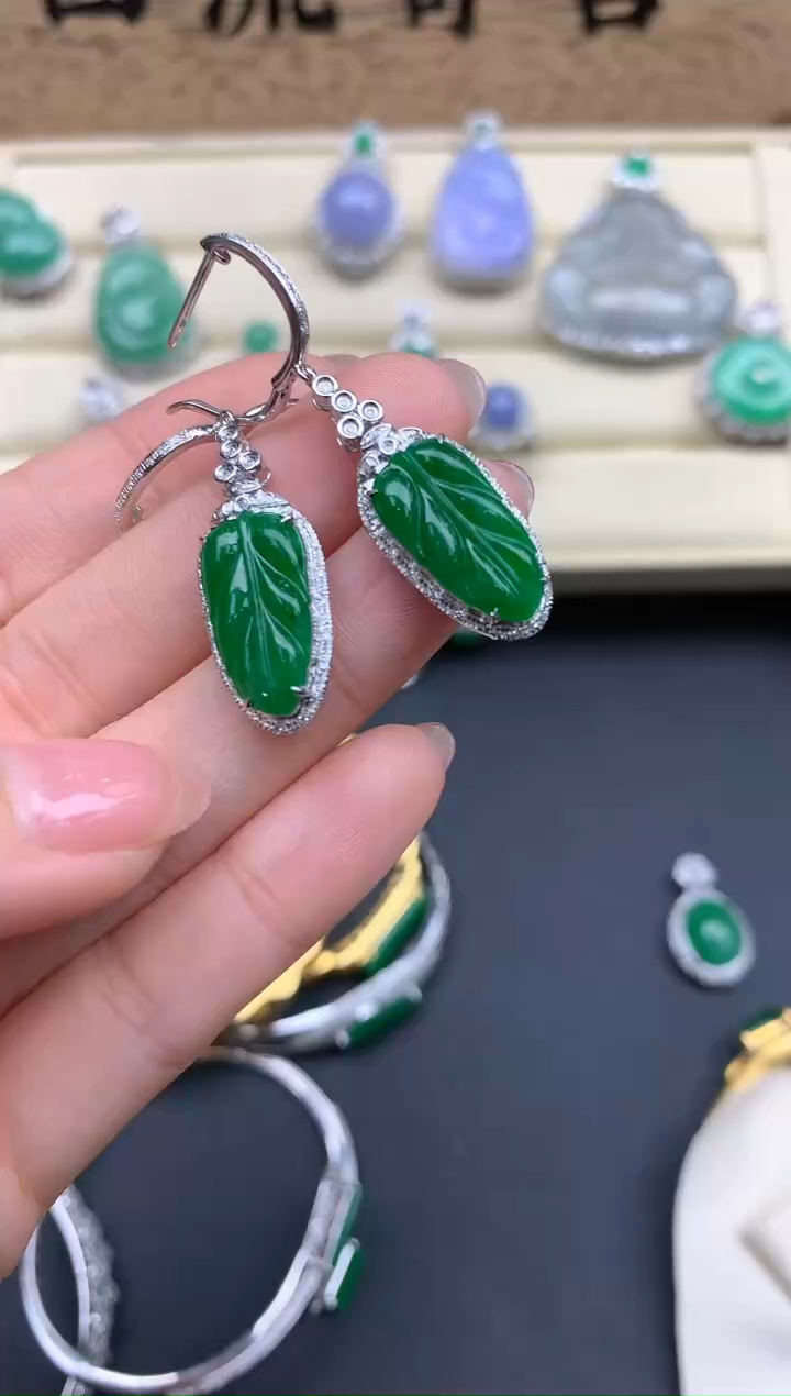 【闪购商品】翡翠耳饰18K金镶嵌551--中国好珍宝