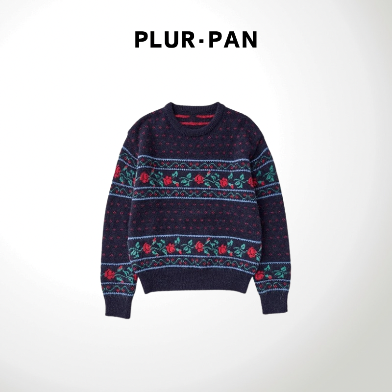 PLUR·PAN时尚撞色百搭加厚针织衫