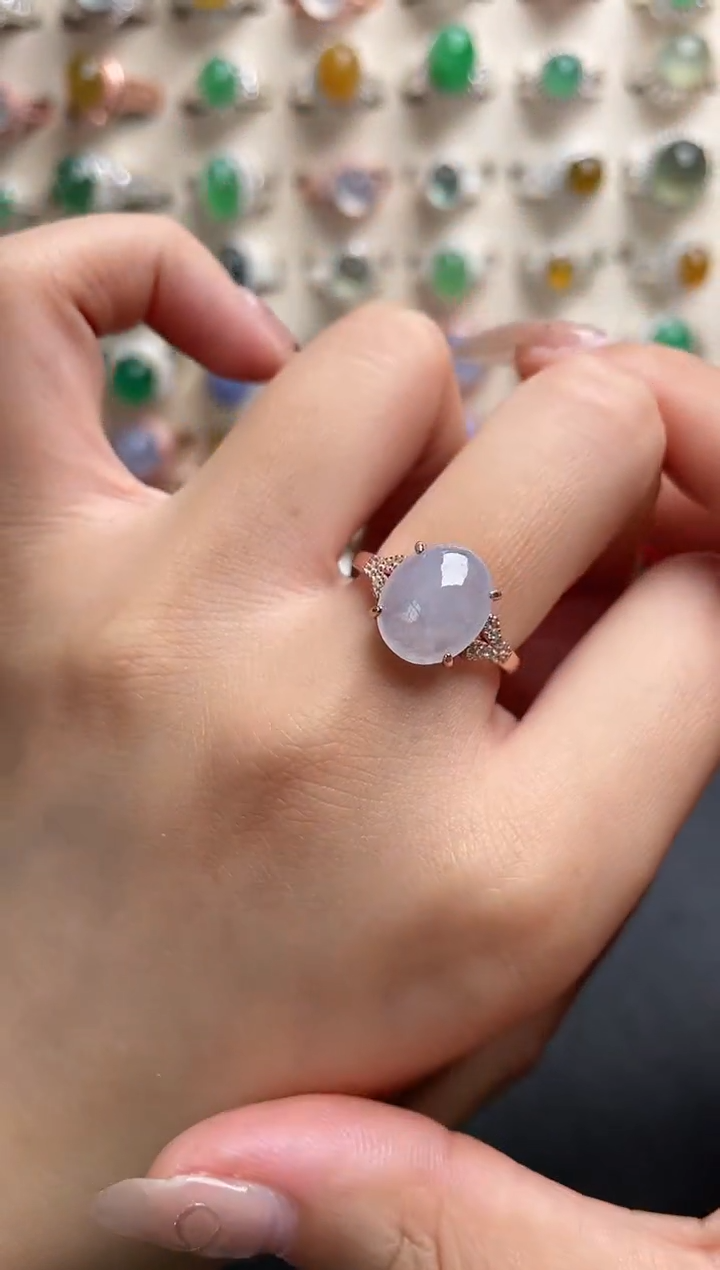 【闪购商品】翡翠银S925镶嵌戒指一物一证一礼盒