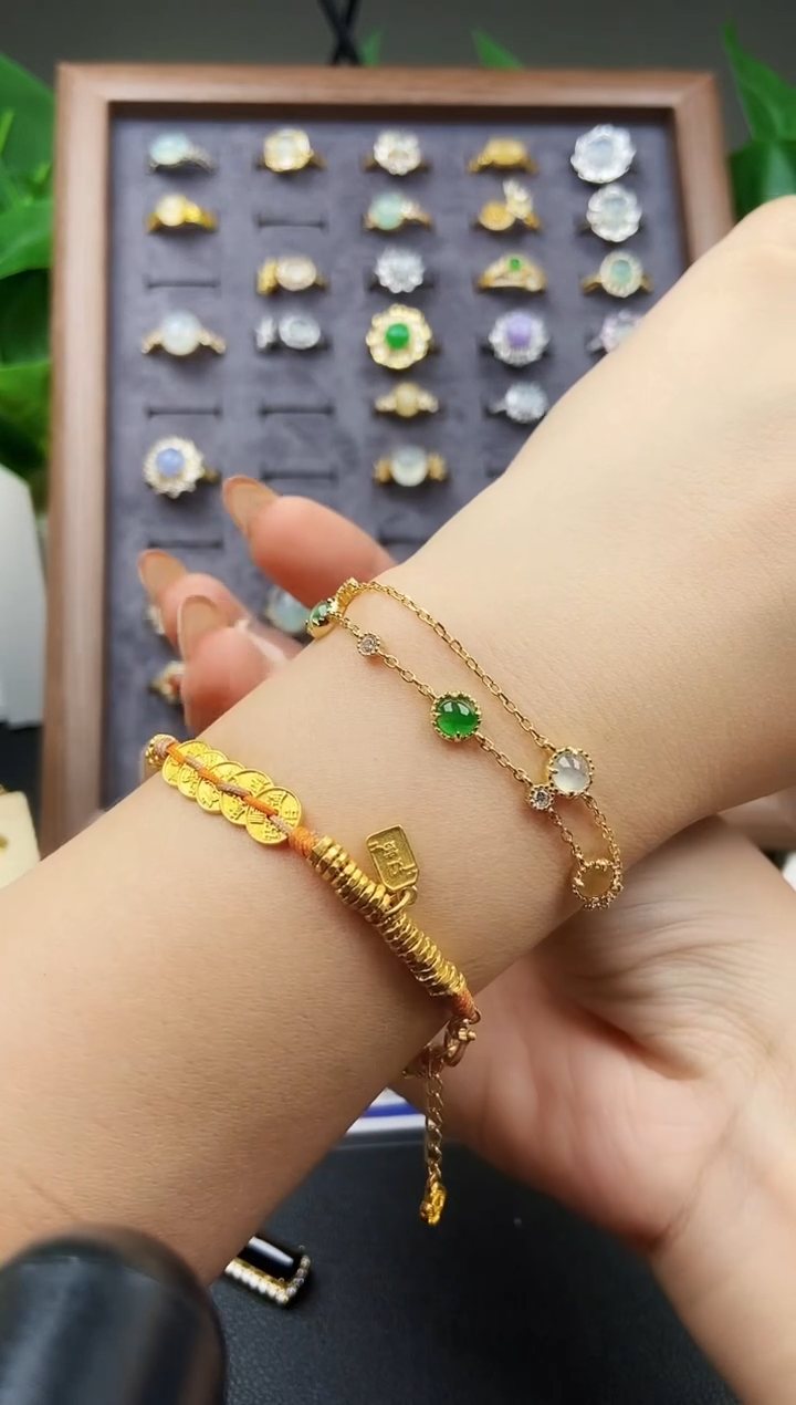 银S925镶嵌手链翡翠12