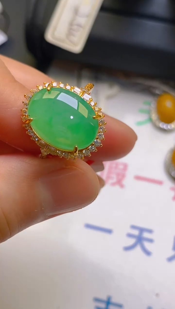 【闪购商品】翡翠耳饰银S925镶嵌天然A货翡翠1