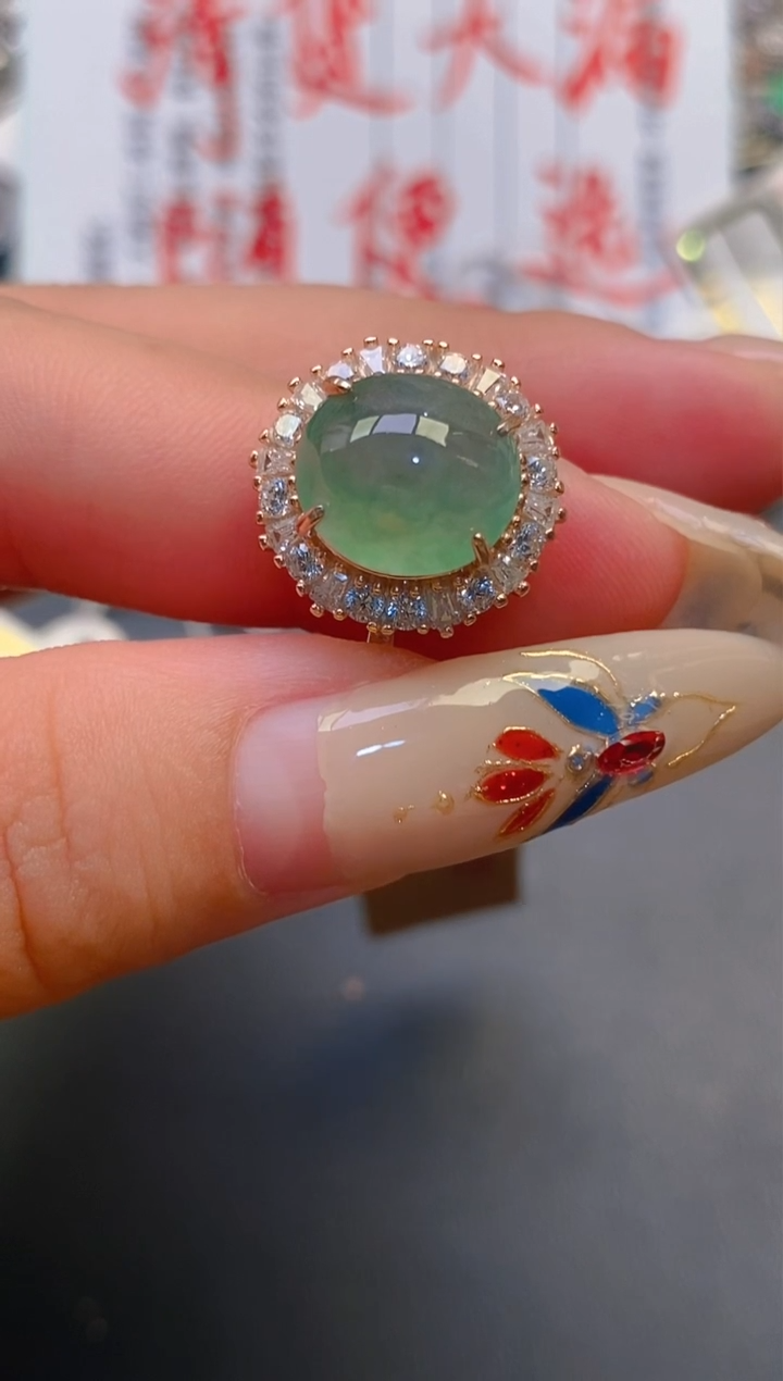 【闪购商品】翡翠耳饰银S925镶嵌天然A货翡翠1