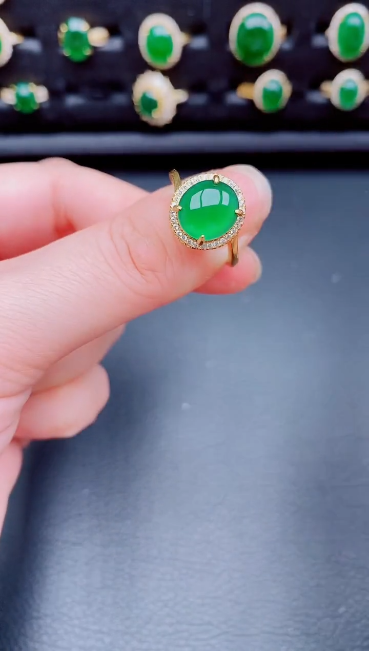 【闪购商品】翡翠戒指银S925镶嵌天然a货翡翠135