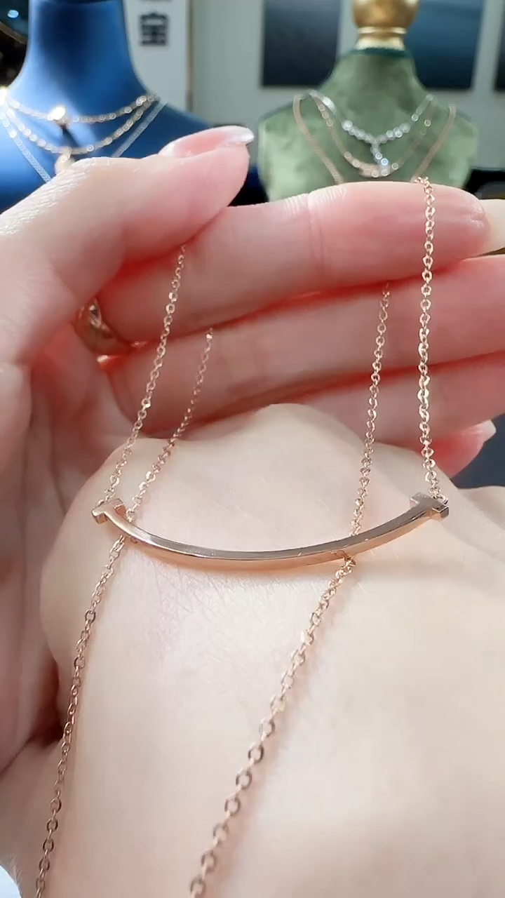 18K金套链18K金时尚微笑套链