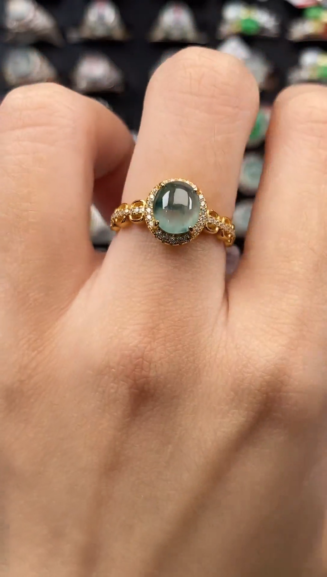 银S925镶嵌戒指翡翠天然A货翡翠17