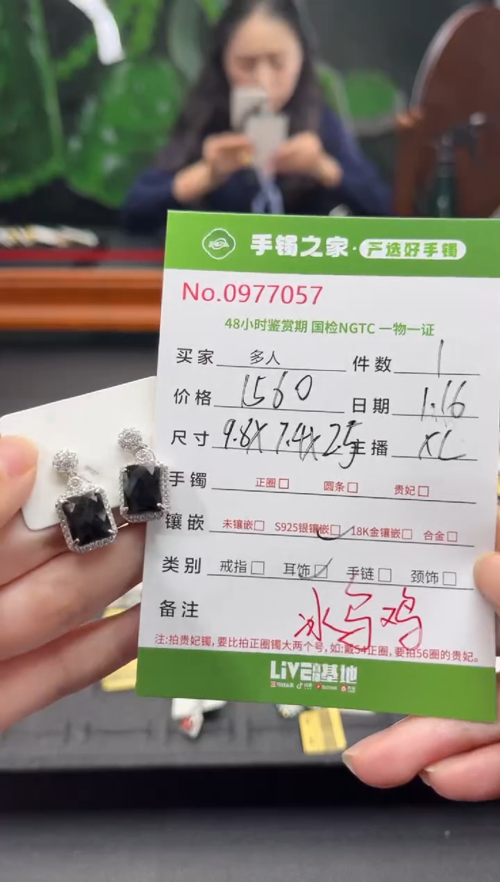 【闪购商品】翡翠耳饰银S925镶嵌多人