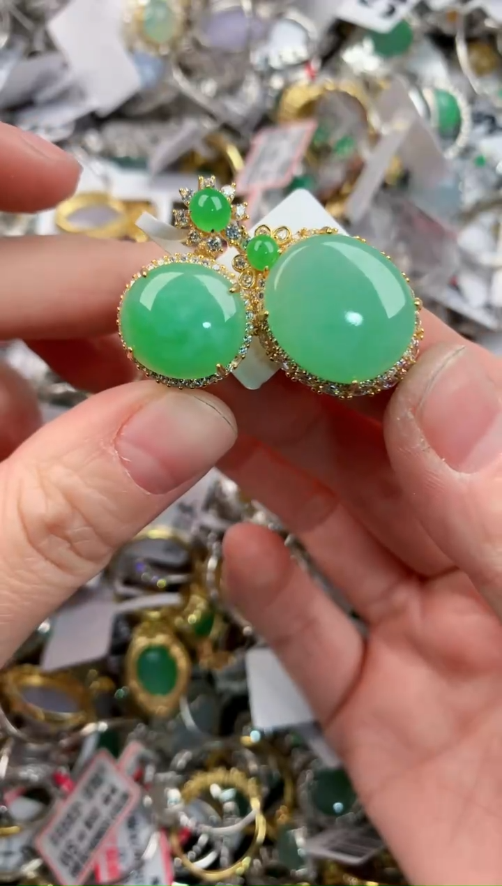 银S925镶嵌戒指翡翠777             10