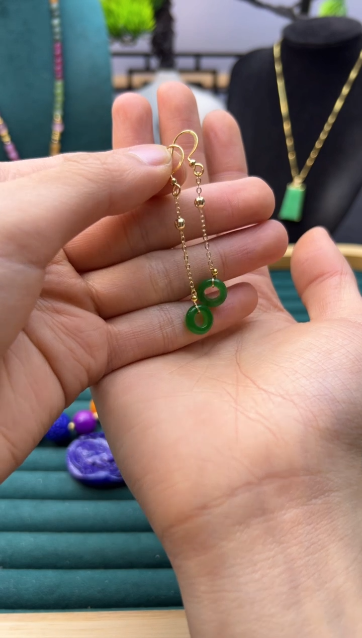 【闪购商品】翡翠耳饰14K金镶嵌E372