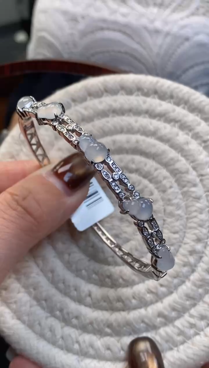 颈饰银S925镶嵌翡翠净货16620