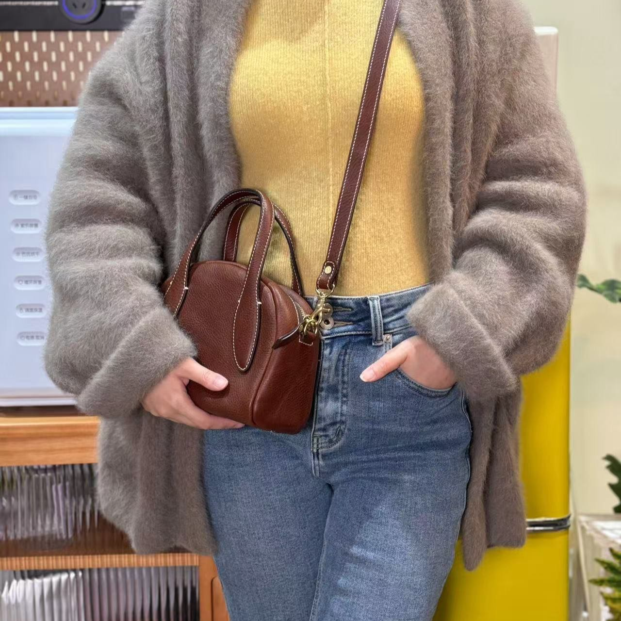 【高定豌豆包】意大利植鞣联盟Mbox斜挎手提百搭通勤包包