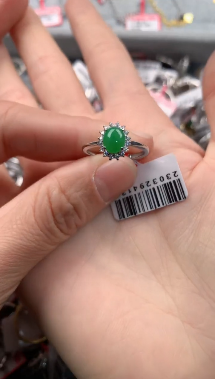 银S925镶嵌戒指翡翠222    6