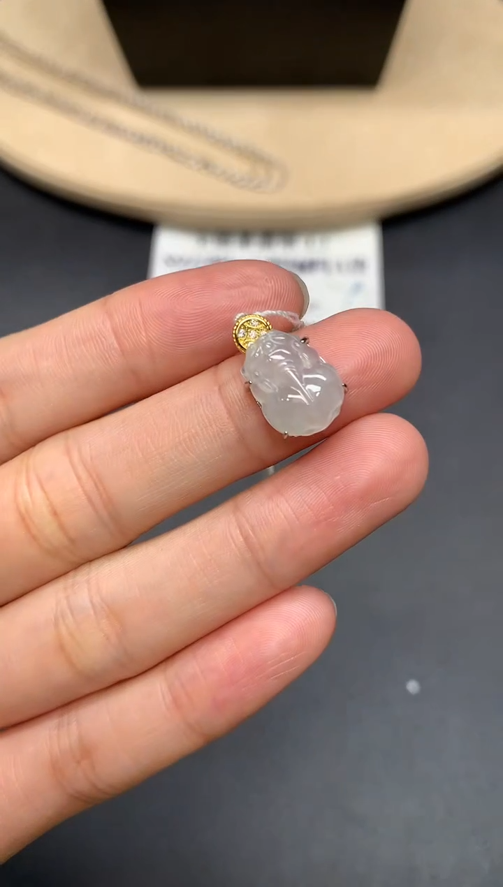 翡翠银S925镶嵌吊坠(不含链)貔貅【多样性发其一】