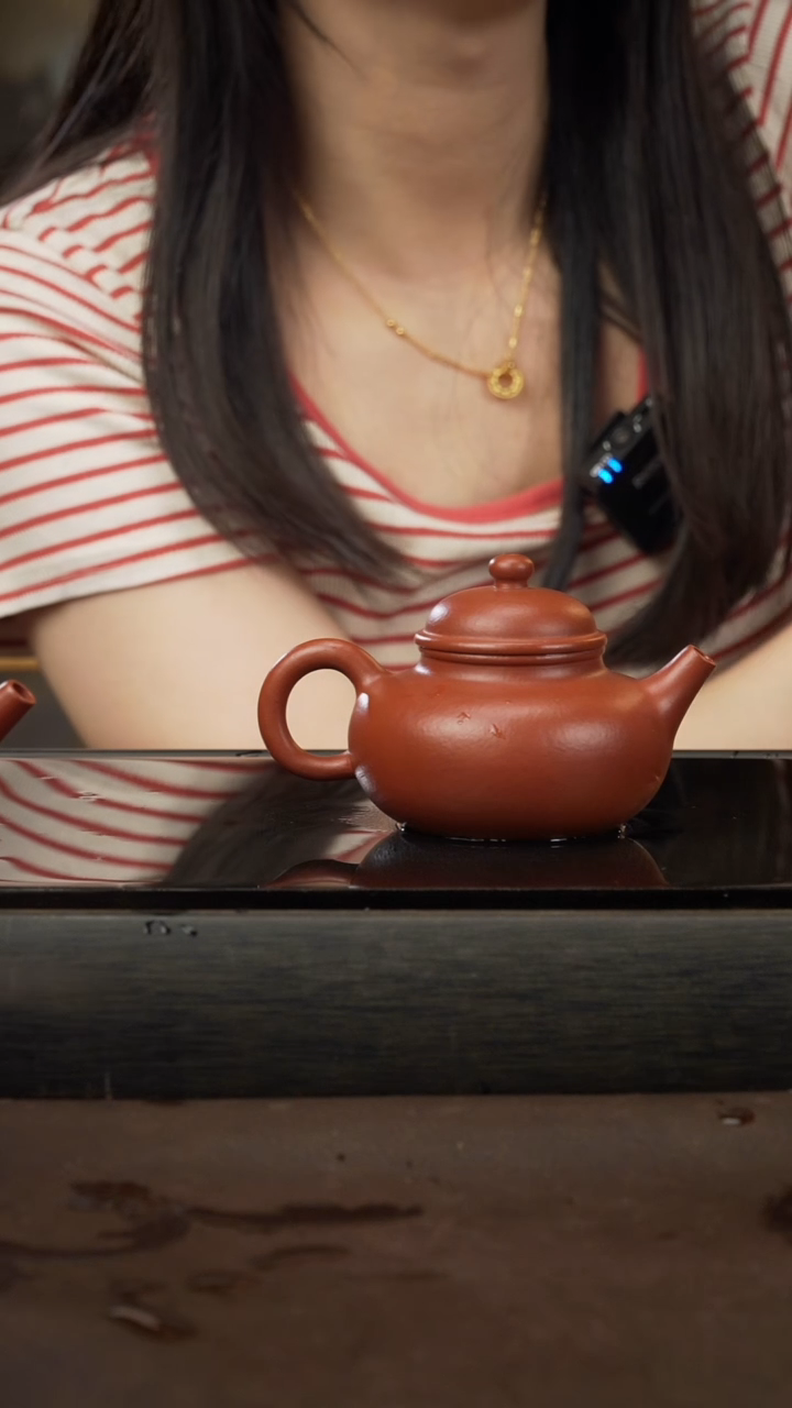 茶壶紫砂挥*人100，容天，朱泥，160cc
