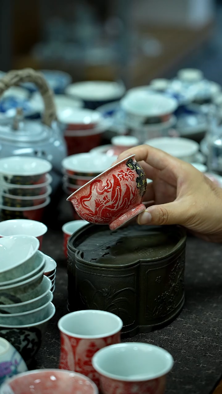 开仓千款景德镇手绘茶具放漏