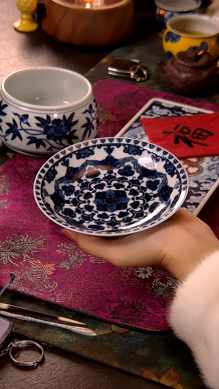 洪印慕明星空宝相金蝴蝶高脚果盘