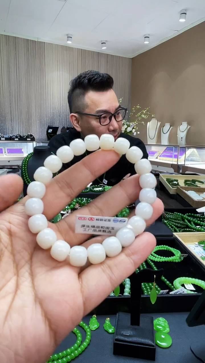 【闪购商品】和田玉（白玉）手串未镶嵌±9*10 米达白玉单圈