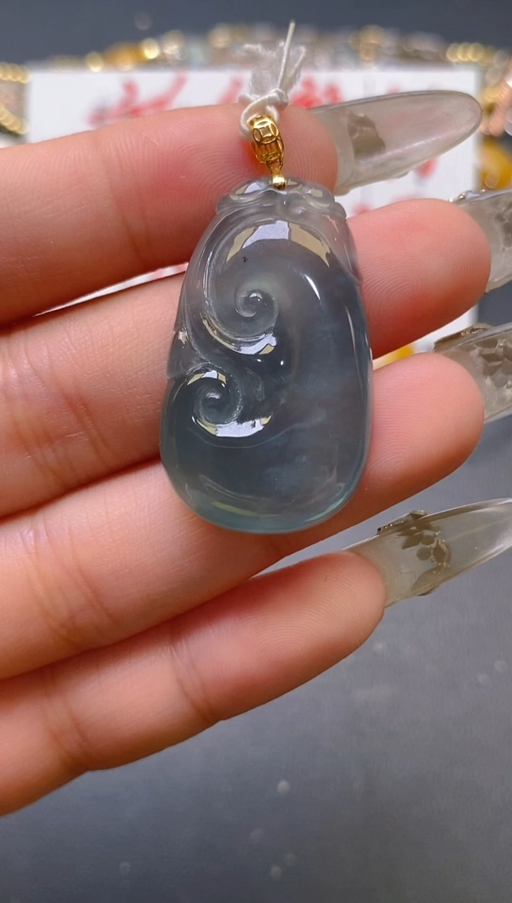 【闪购商品】翡翠耳饰18K金镶嵌天然A货翡翠1