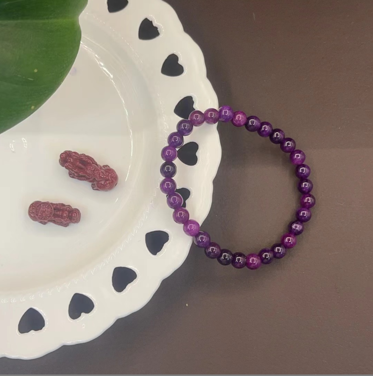 含辰砂工艺品凝胶紫玉化手串