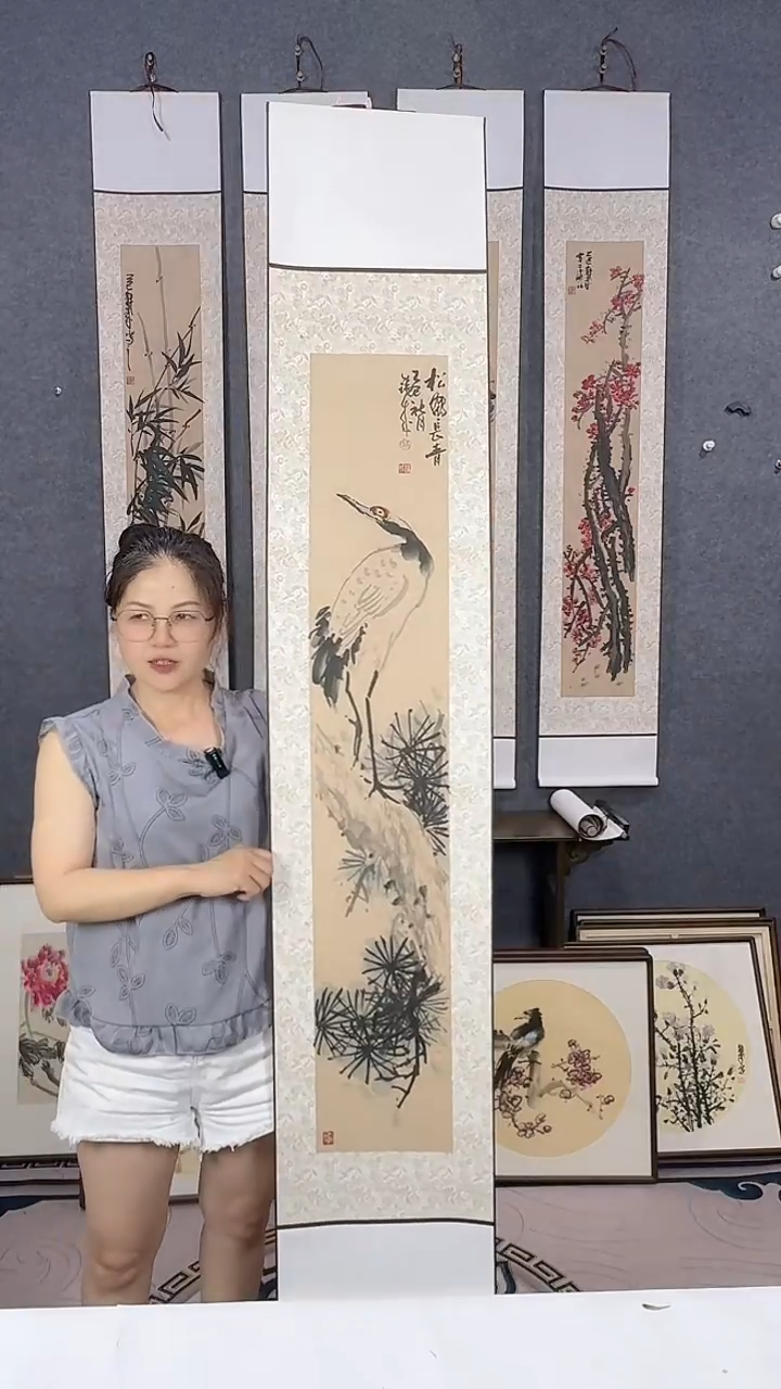 国画175*32吴铁成手绘卷轴