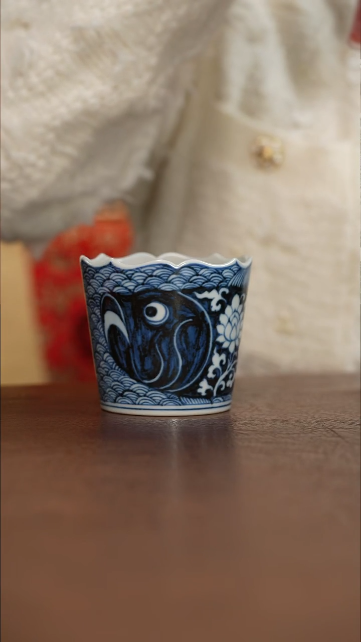 元青花胖头鱼花口冰桶