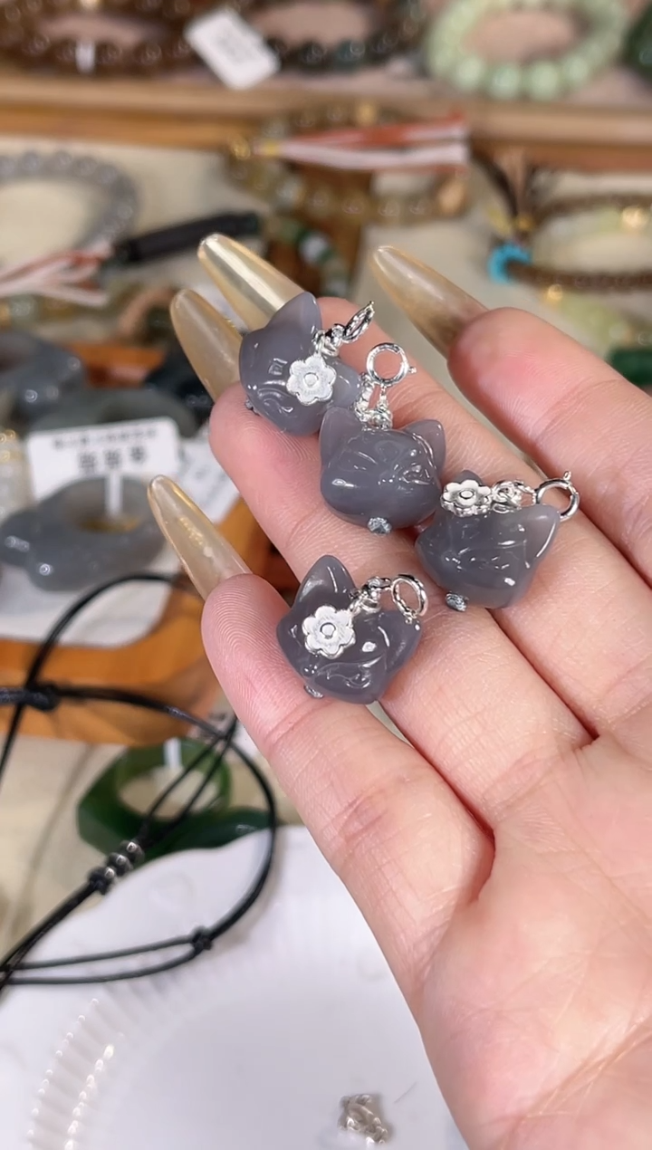 吊坠(不含链)银S925镶嵌和田玉多样性发其一