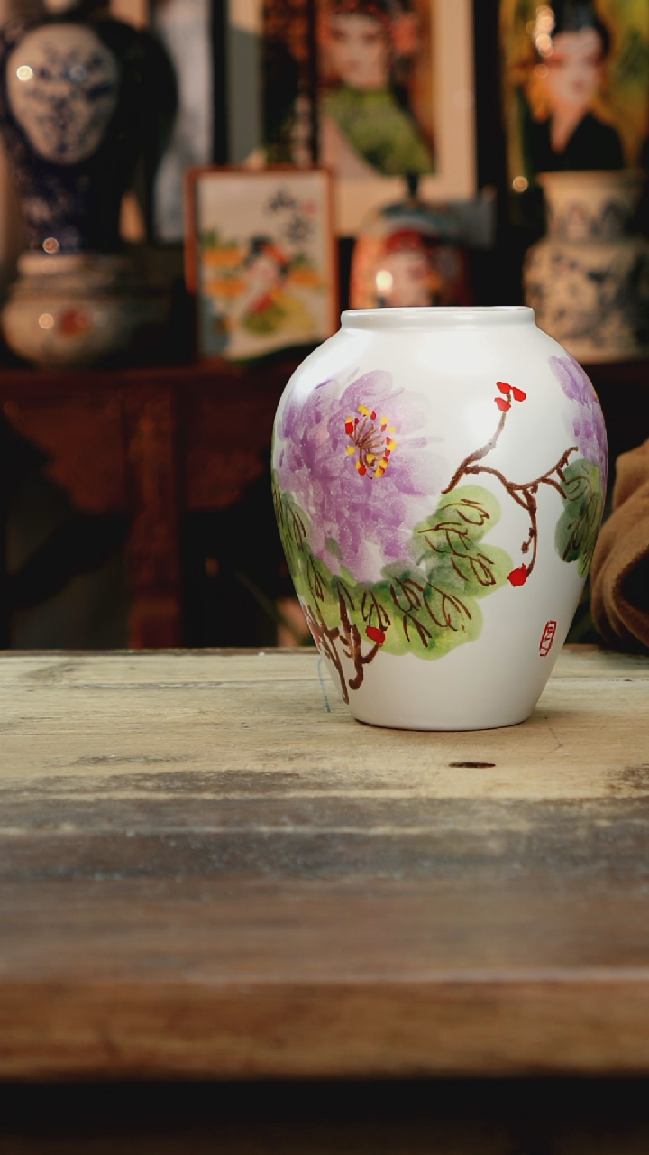 【闪购商品】瓷片景德镇纯手工釉下彩精品花瓶