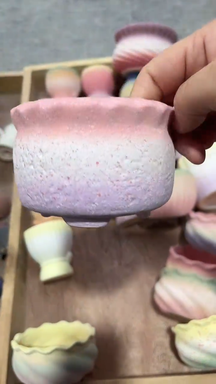 麦饭石粗陶多肉花盆9*6