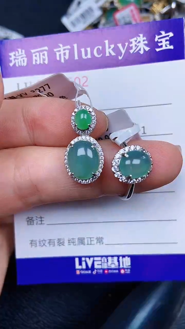 颈饰银S925镶嵌翡翠1502