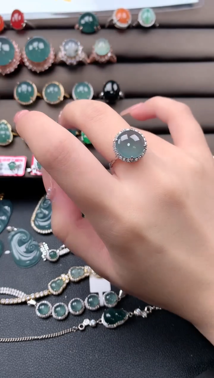 【闪购商品】翡翠戒指银S925镶嵌52114