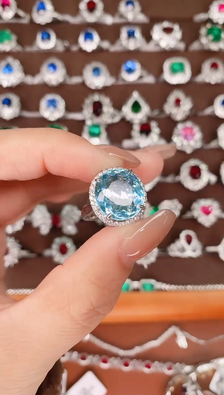 【闪购商品】海蓝宝石戒指18K金镶嵌-7.73ct