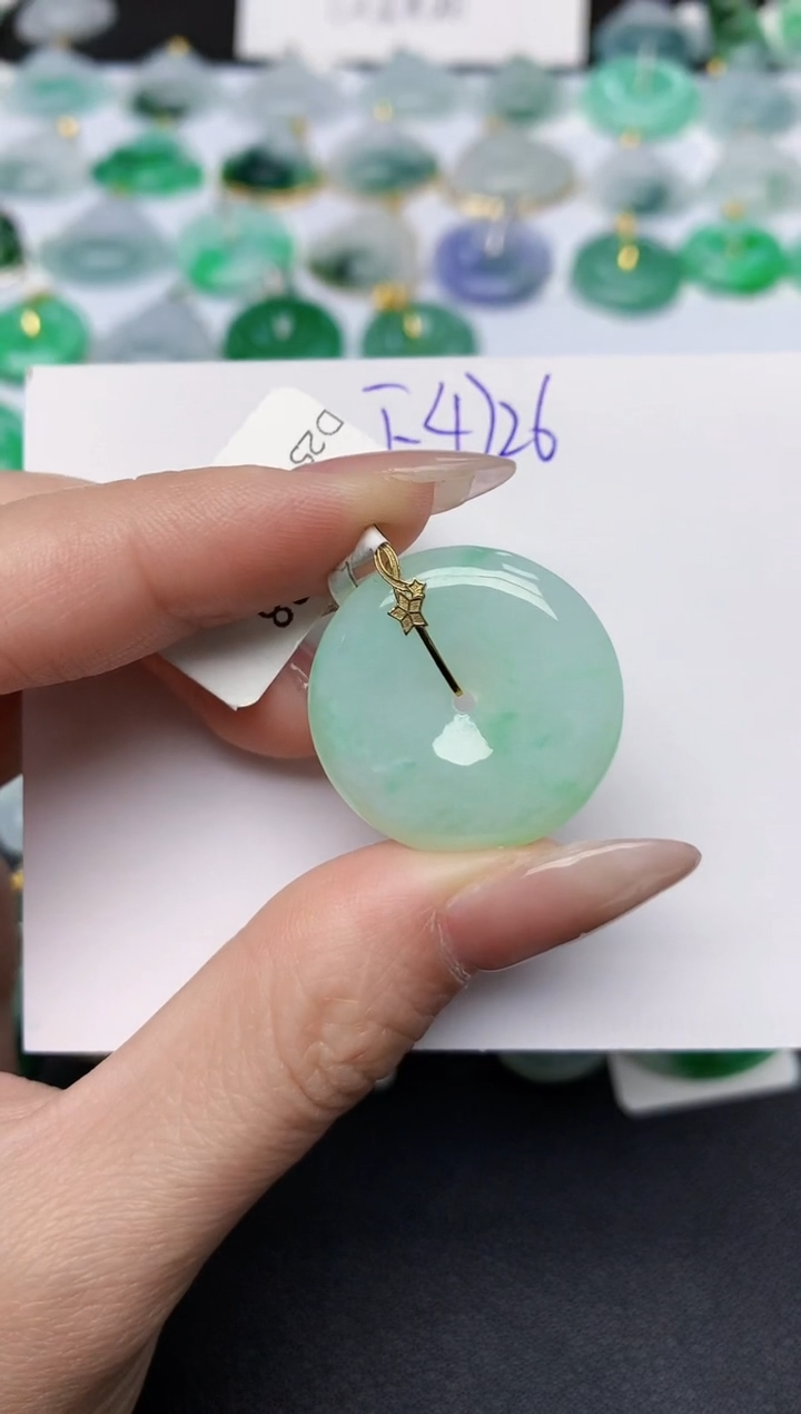 颈饰18K金镶嵌翡翠天然缅甸A货翡翠百元以上9元证书费自理