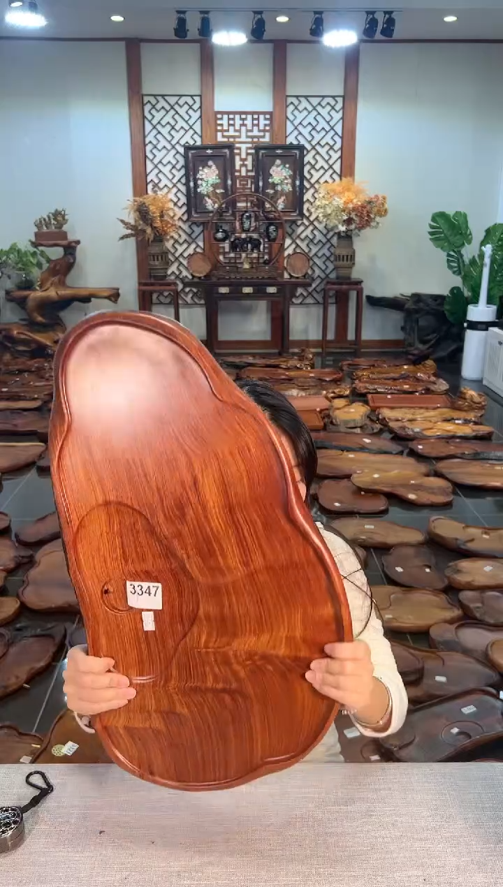 【闪购商品】大果紫檀（缅甸花梨）茶盘3347