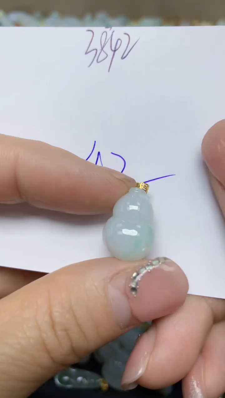 【闪购商品】翡翠挂件18K金镶嵌 天然翡翠A货