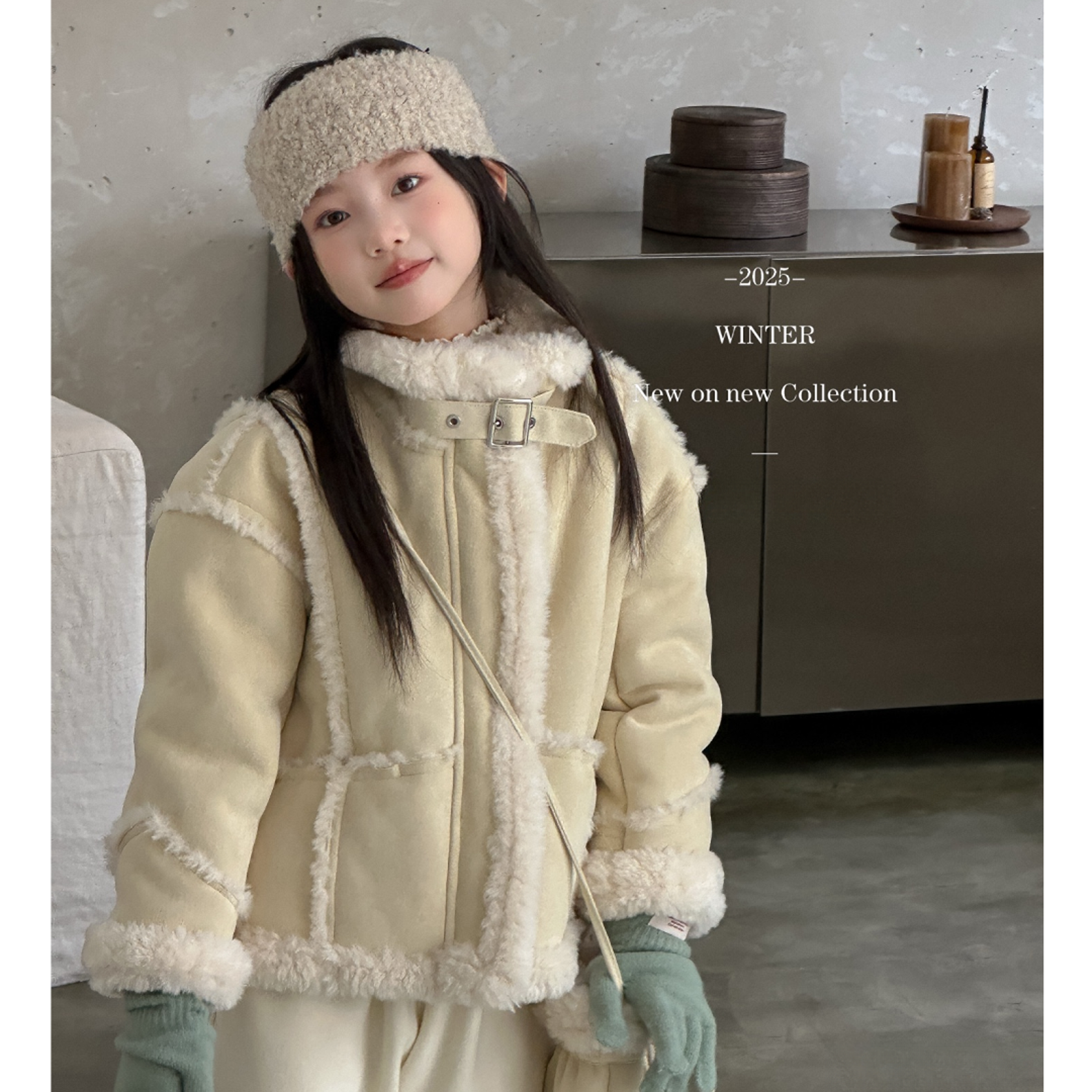 【haobaby】毛毛边调节扣立领外套8090