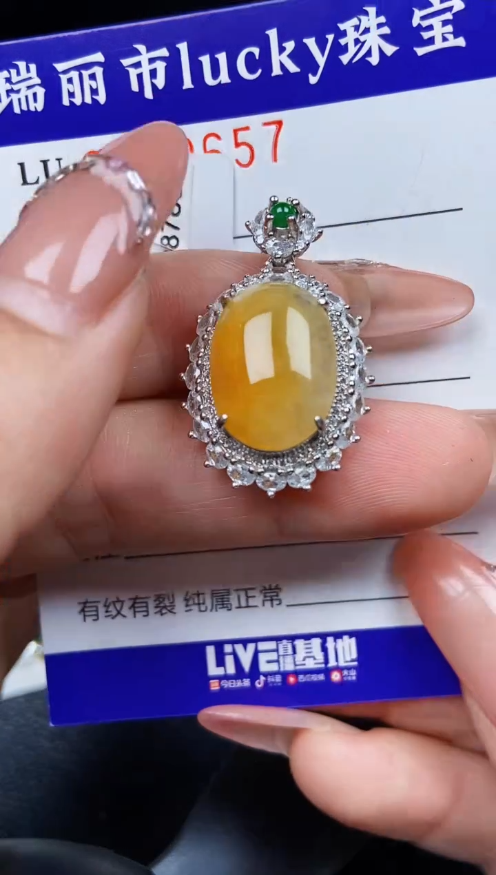 翡翠银S925镶嵌颈饰0657