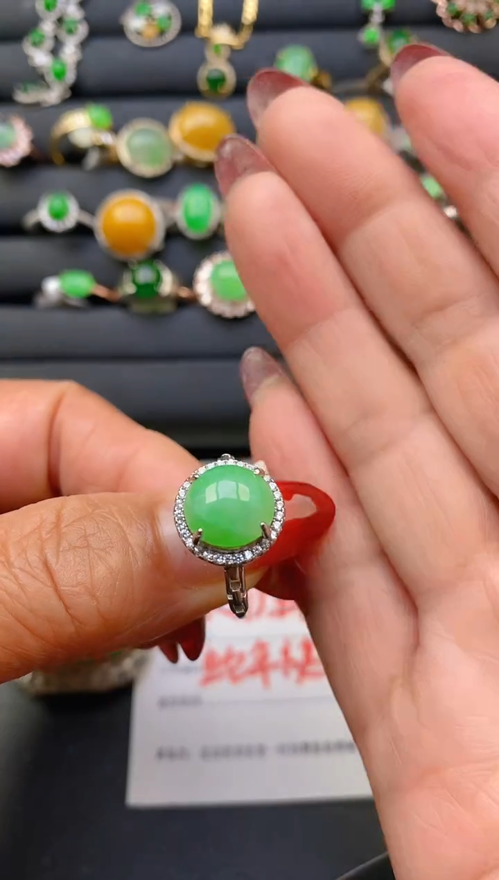 【闪购商品】翡翠戒指银S925镶嵌天然A货翡翠1