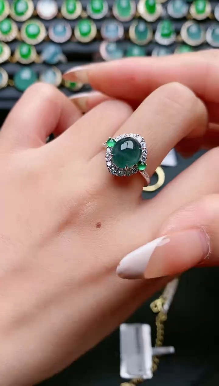 【闪购商品】翡翠戒指银S925镶嵌111111