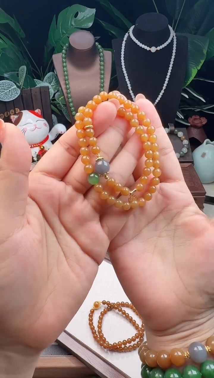 手串未镶嵌和田玉精品6m新疆且末糖玉双圈手串