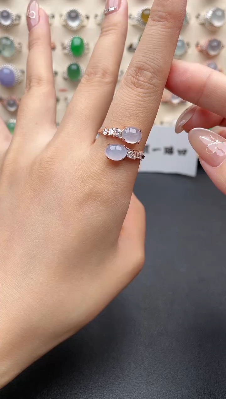 【闪购商品】翡翠戒指银S925镶嵌一物一证一礼盒