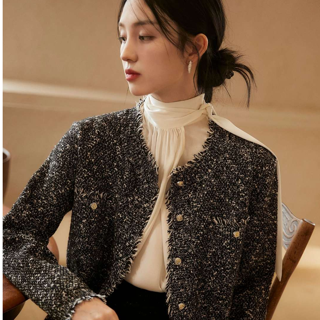 笑涵阁 毛衣系列｜圆领小香外套女士针织开衫/背心新TZC761660AG