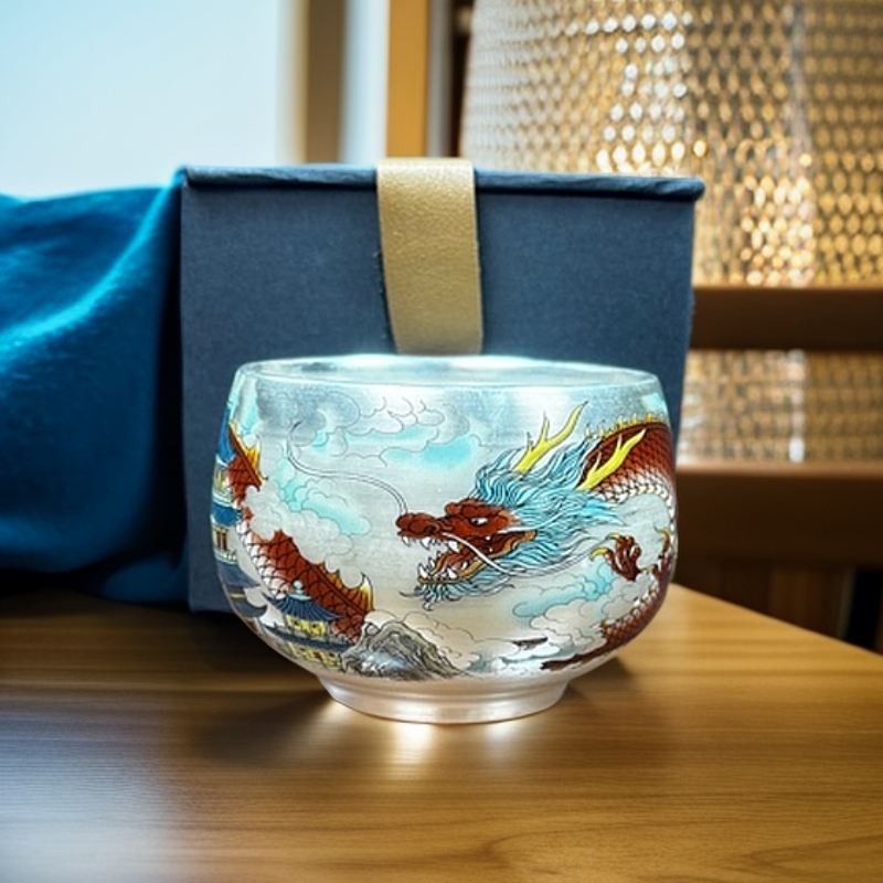 高档陶瓷腾龙禅定杯主人杯礼盒装