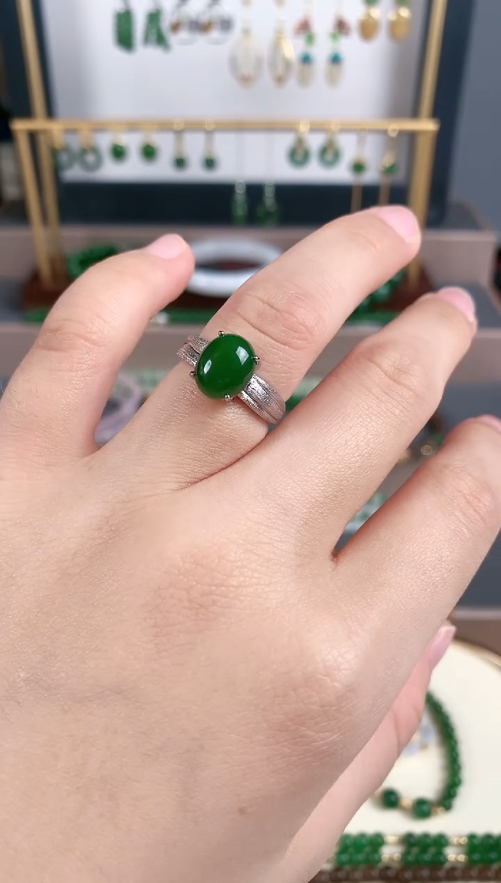 银S925镶嵌戒指和田玉1