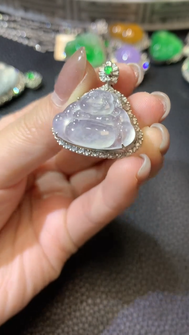 翡翠18K金镶嵌吊坠(不含链)A79翡翠