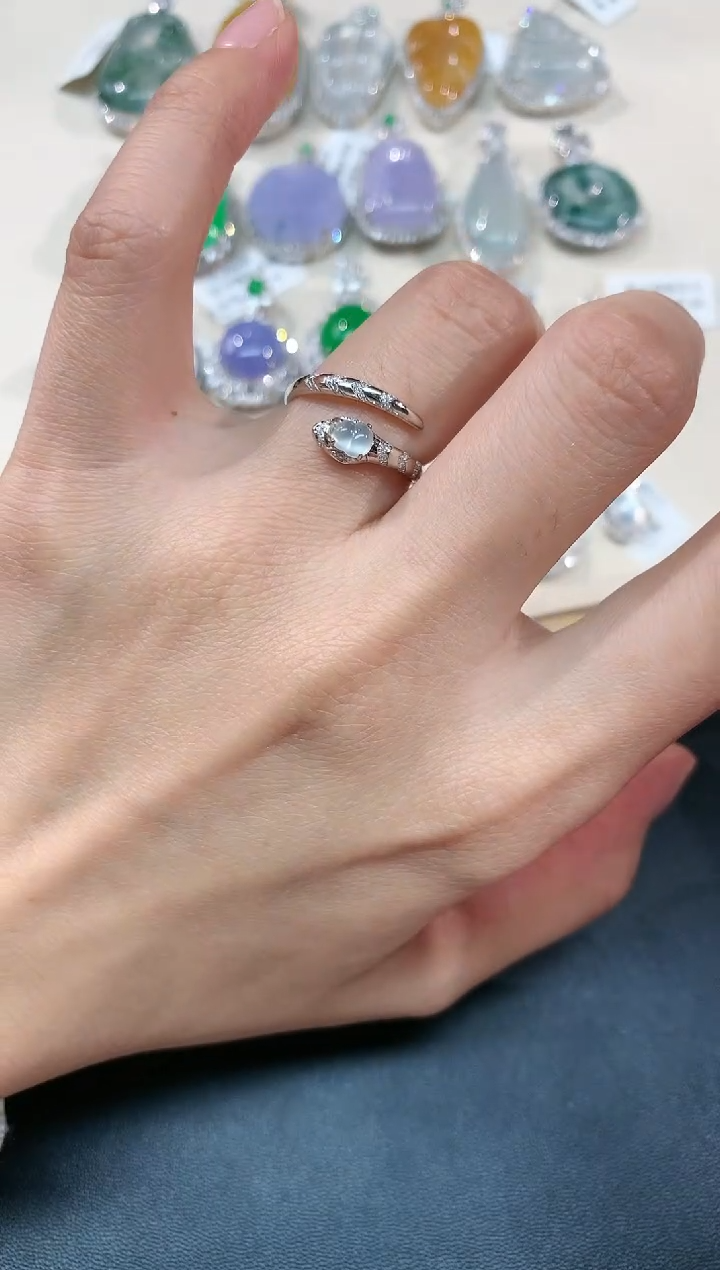 【闪购商品】翡翠戒指18K金镶嵌A6|1980