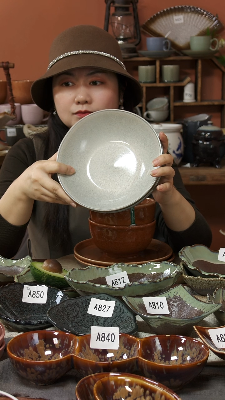 陶瓷【2个装】复古家用创意8英寸深盘圆形加深菜盘子汤盘子354微瑕